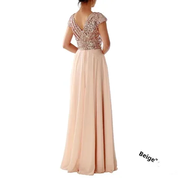 2024 नई क्रॉस-बॉर्डर स्प्रिंग समर यूरोपीय महिलाओं के कपड़े स्लीवलेस ड्रेस वी-नेक सेक्विन एलिगेंट शिफॉन इवनिंग ड्रेस 8 best sales बड़े आकार की शाम की पोशाक - №2