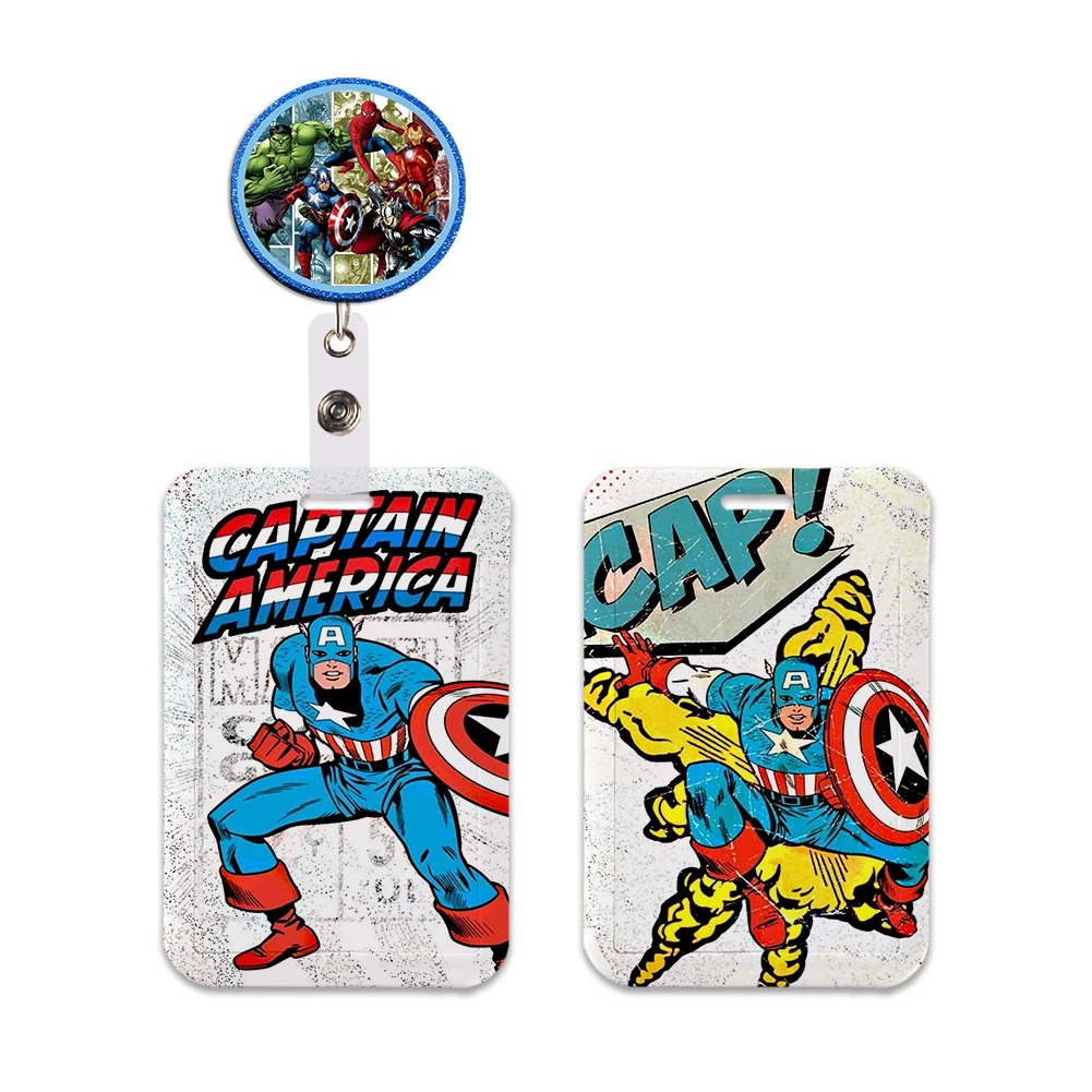 Marvel Movie Characters Super Heroes ABS Card Cover Student Campus Hanging Neck Bag Card Holder Lanyard ID Card Holders Keychain