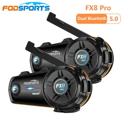 2PCS Fodsports FX8 Pro Intercom Motorcycle Helmet Headset Dual Bluetooth Headphones 8 Riders Intercomunicador Moto Biker Speaker