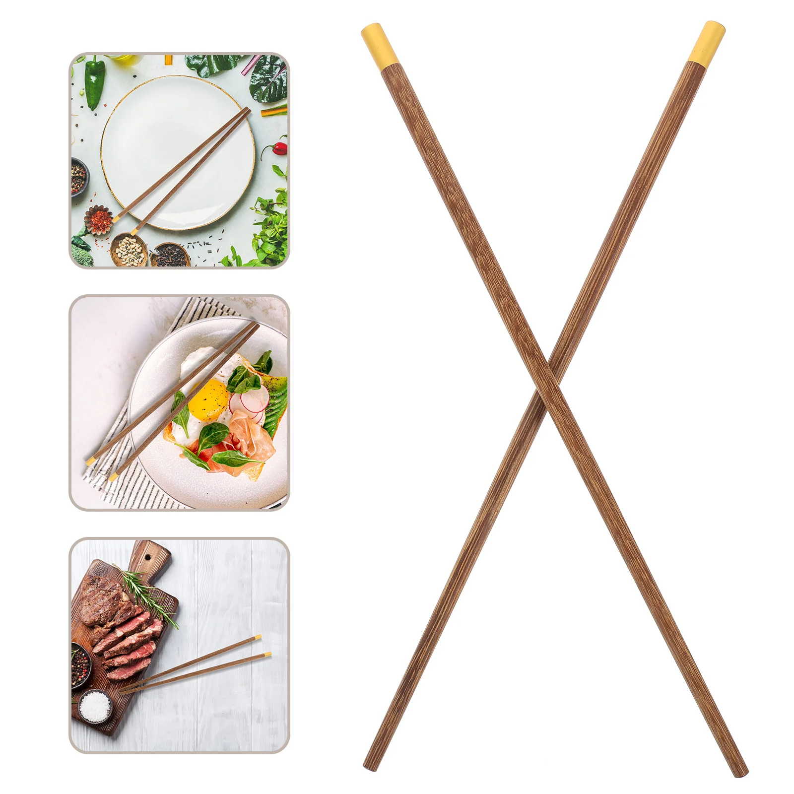 

1Pair Chinese Wood Chopsticks Reusable Not Easy Break Hot Pot Frying Noodle Long Stable Reliable Kitchen Dining