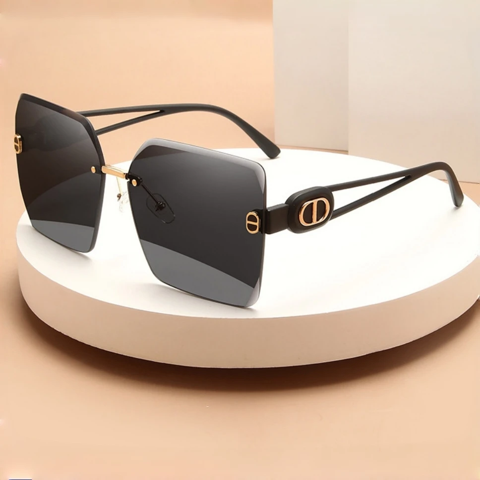 Nouvelles lunettes de soleil sans bordure, à la mode, carrées, tendance, street shot, visière Joker unie