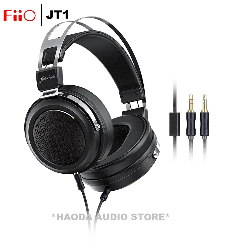 FiiO/JadeAudio JT1 Professional 3.5mm Studio Headphones for Recording Gaming with Microphone, 50mm Diaphragms driver,HiFi Sound