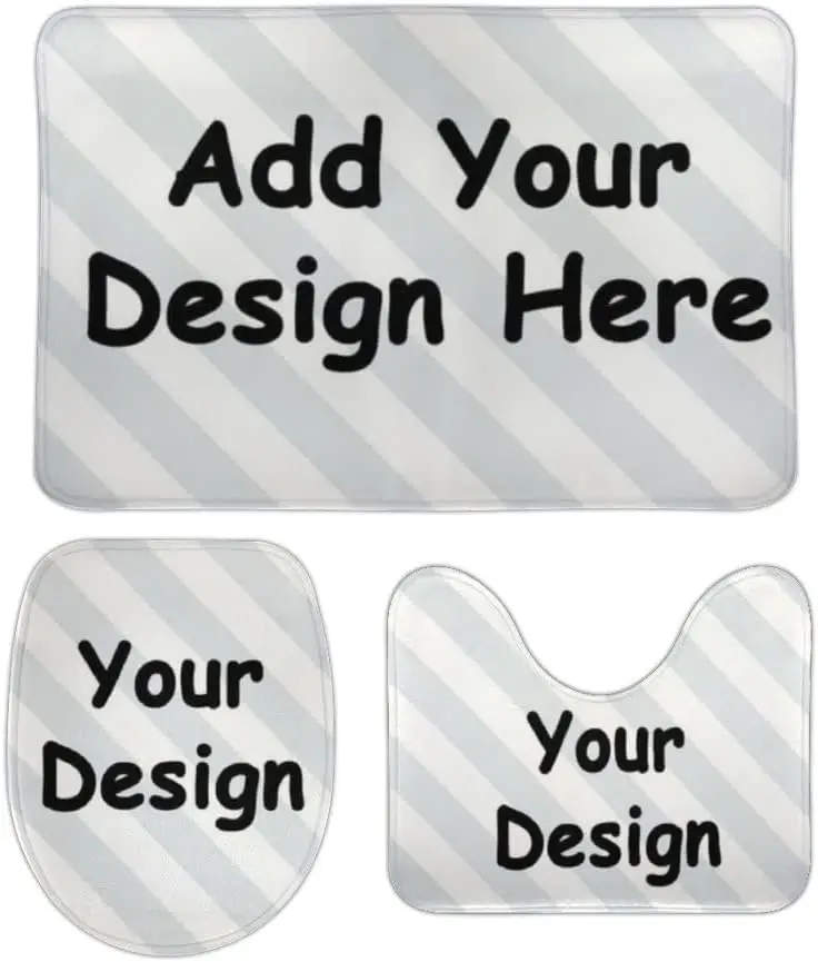 Custom Toilet Seat Cover Customized Non-Slip Bathroom Mat Coral Fleece Toilet Mats Set Bath Rugs 3 Pcs/set POD Dropshipping