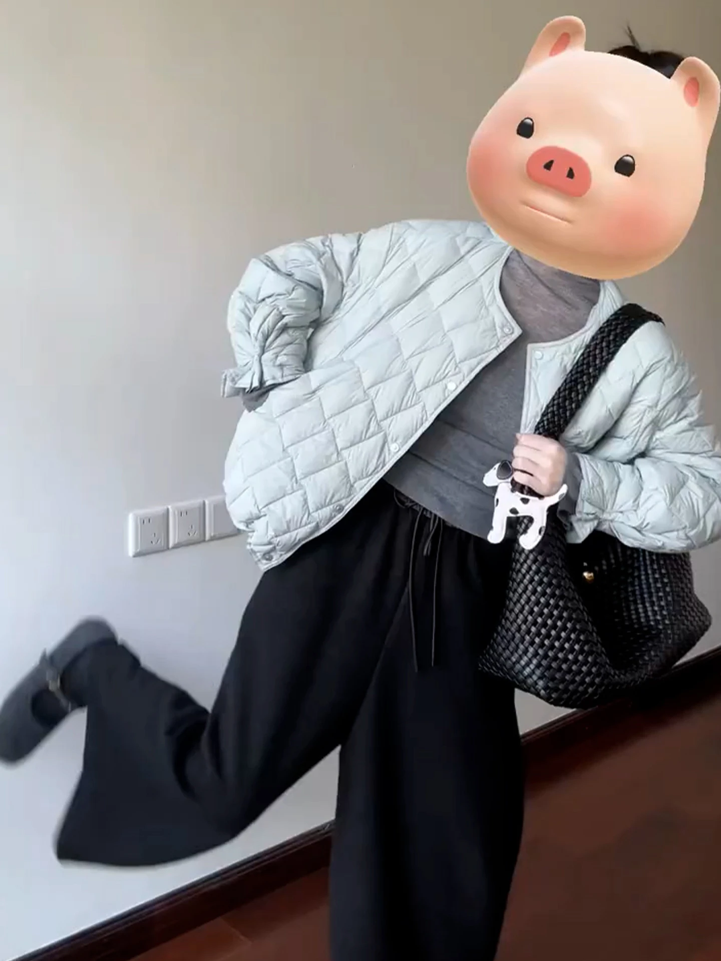 

New 2026 Women's Blue Cotton Jaet Thiened Autumn Winter Faion Korean Sle Versatile Slimming Outerwear for Ladies