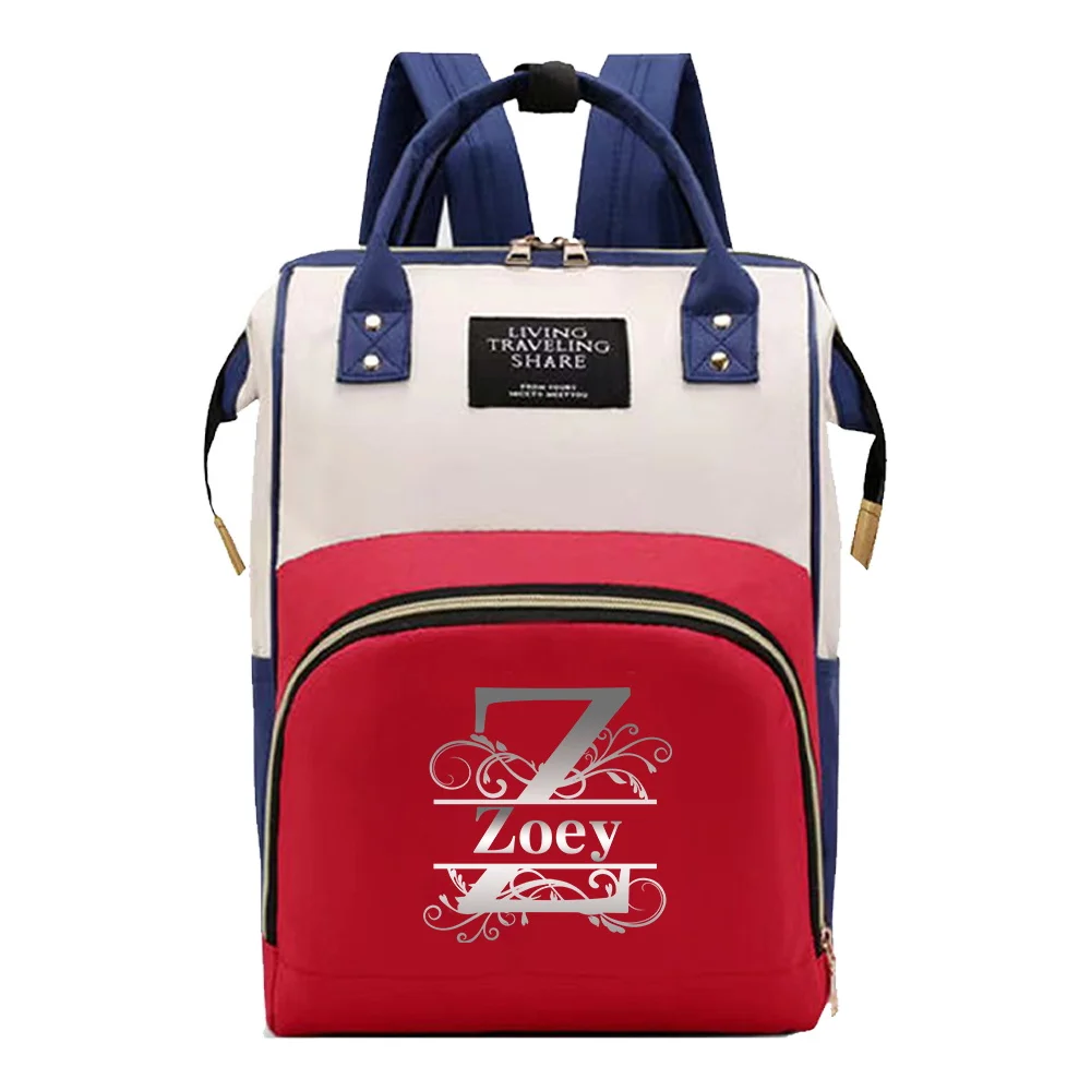 شخصية مخصصة اسم حقيبة الأمومة سجادة لتغيير الحفاض مريحة سعة كبيرة في الهواء الطلق حمل منتجات الرضع حقيبة الظهر الأم