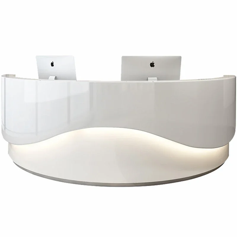 Semicircle Round Shape Artificial Stone White Hospital Dental Clinic Reception Desk Front Table