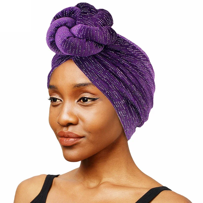 Gorro Hijab de terciopelo con diamantes para mujeres musulmanas, gorro con nudo superior, turbante, gorro para quimio, gorro para la pérdida de cabello árabe islámico indio, gorro, bufanda, gorros