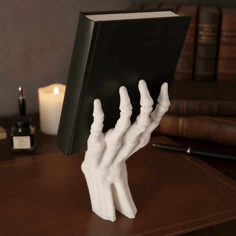 3D Printing Halloween Skeleton Hand Shaped Bookshelf Plastic Gothic Style Book Storage Rack Realistic Book Display Rack