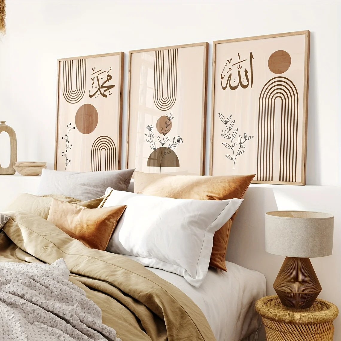 3 teile/satz Böhmische Pflanzen Islamische Leinwand Poster Muslim Allah Arabisch Kalligraphie Geometrie Wand Kunstdrucke für Moderne Wohnkultur