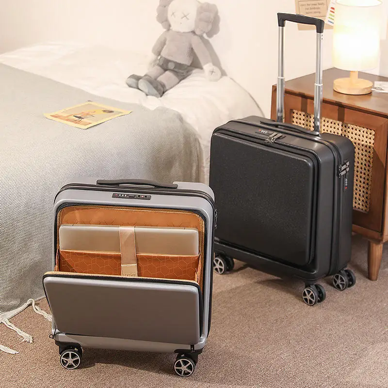 

Front open luggage men's business trip travel password suitcase 18 "small universal wheel boarding trolley box female