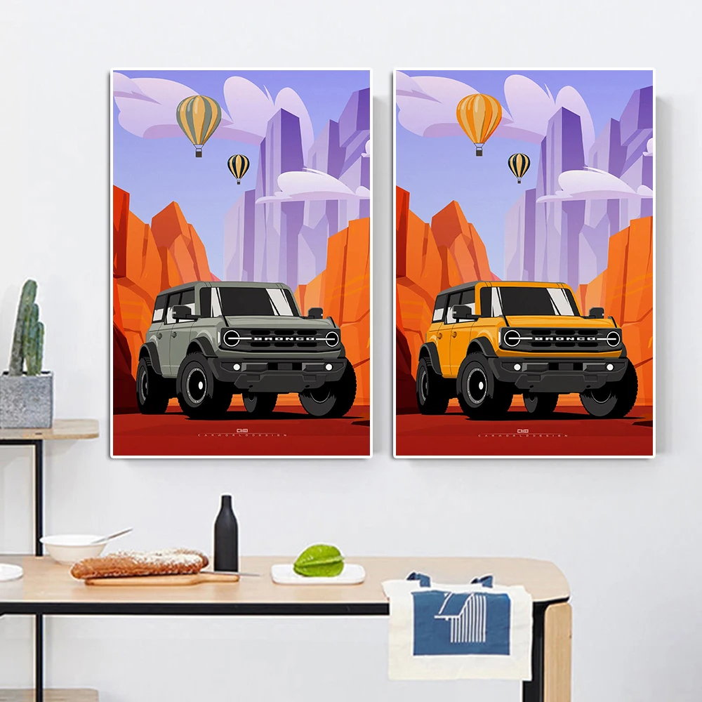 Retro Ford Mustang Graffiti Canvas Painting Luxury Sports Car GT500 Poster Racing Illustration Supercar Wall Art Room Decor Gift