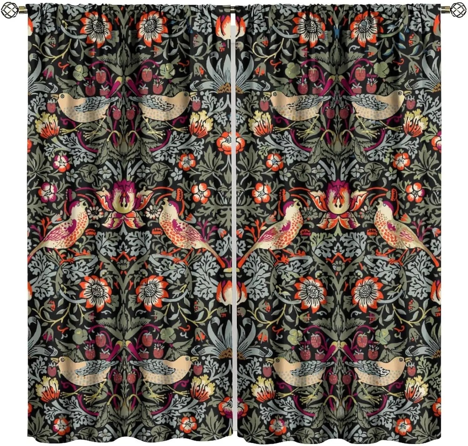 

Абстрактные плотные оконные шторы с принтом Уильяма Морриса, винтажные оконные шторы с акварельными цветочными птицами и птицами, для гостиной