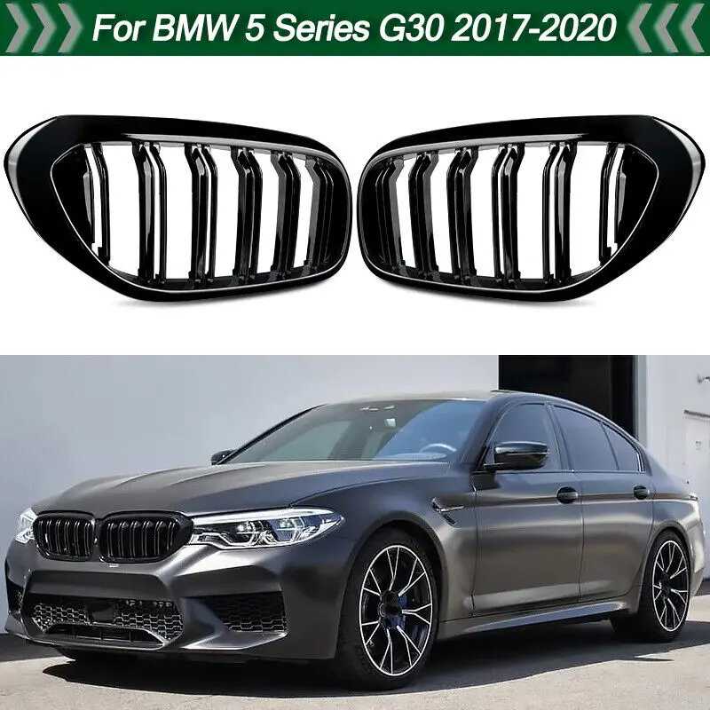 

Front Bumper Racing Grille For BMW 5 Series G30 G31 520i 530i 540i M5 2017-2020 Pair Car Double Slat Kidney Grille