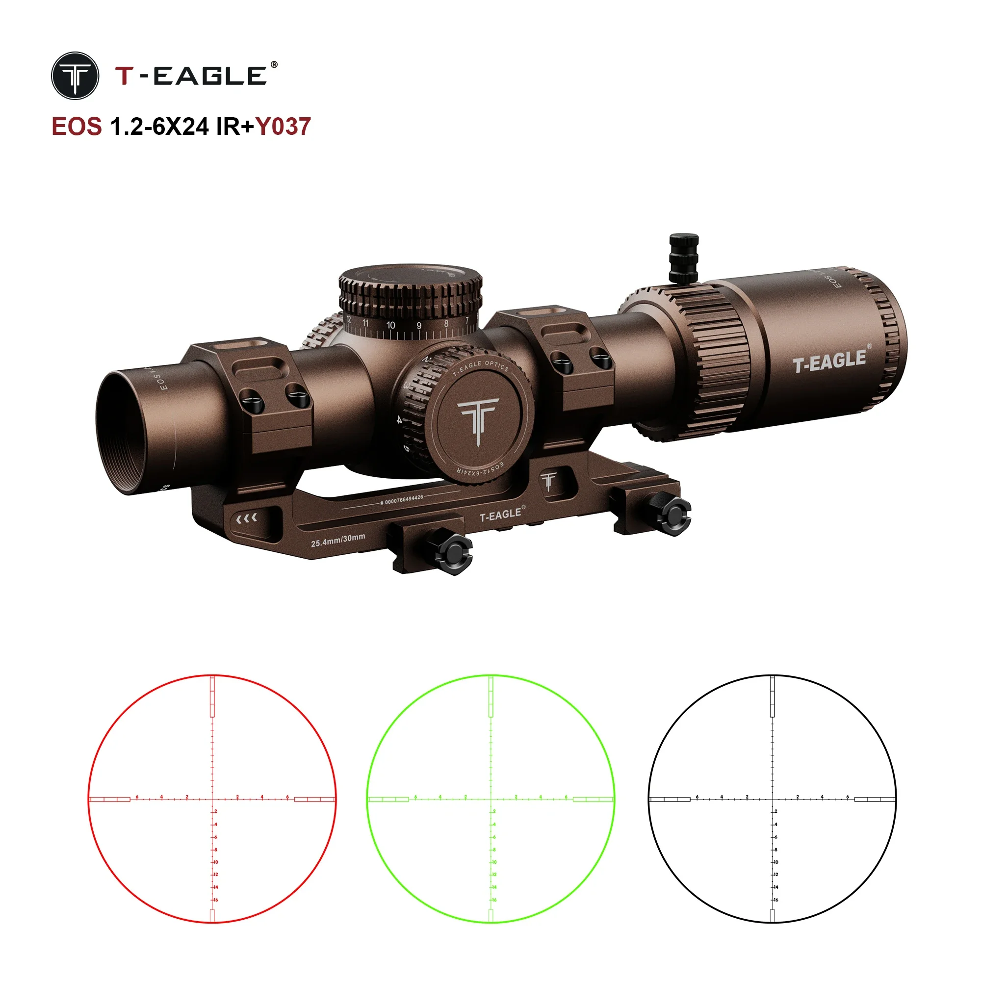 T-EAGLE EOS 1.2-6 X24 IR Tactical Short Riflescope for Hunting LPVO Rifle Scope With Red Green Light Aisoft Lunetas Fits Carbine