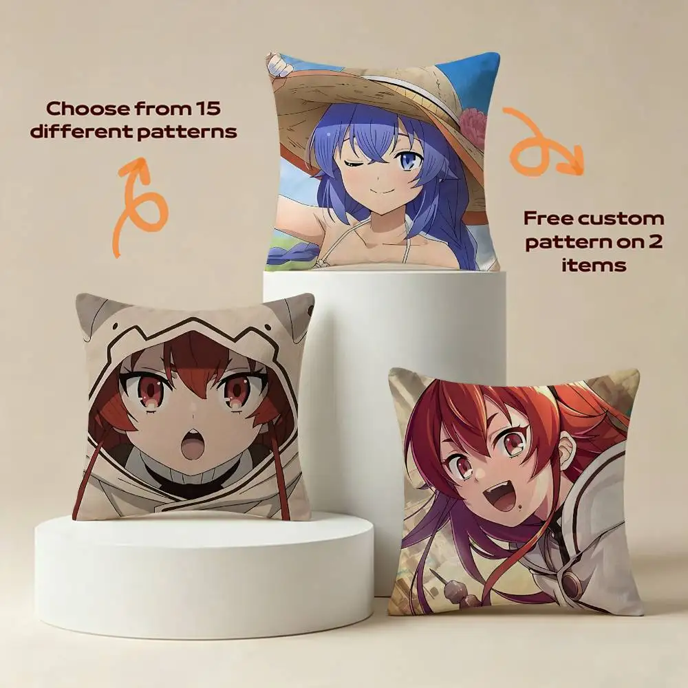Rudy Anime  ROXY Mushoku T-Tensei-3 Square Sofa Pillow Cover Solid Color Living Room Home Decor Cushion Case