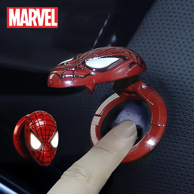 

Marvel Spider Man Car Start Button Cover Decorative Stickers Avengers Superheroes Cartoon Car Ignition Ring Protective Case Gift