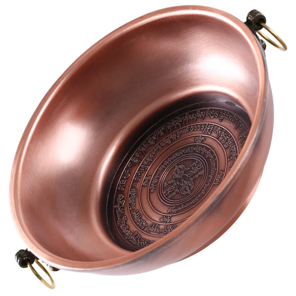 Temple Incense Container Supplies Pedestal Bowl Fire Plate Copper Traditional Tribute Worship Offering Burner Dish