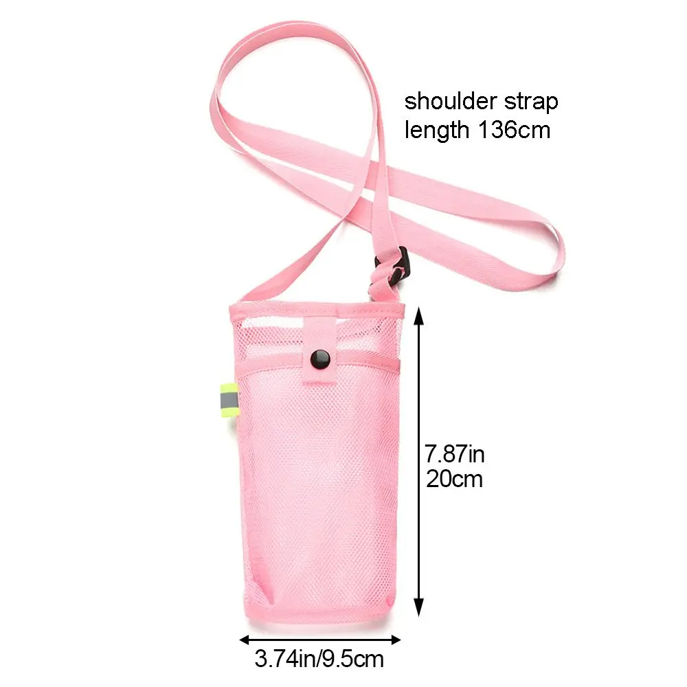 Sport Water Bottle Cover Mobile Phone Bag Camping Accessories Mesh Cup Sleeve Pouch Portable Visible Bag With Strap