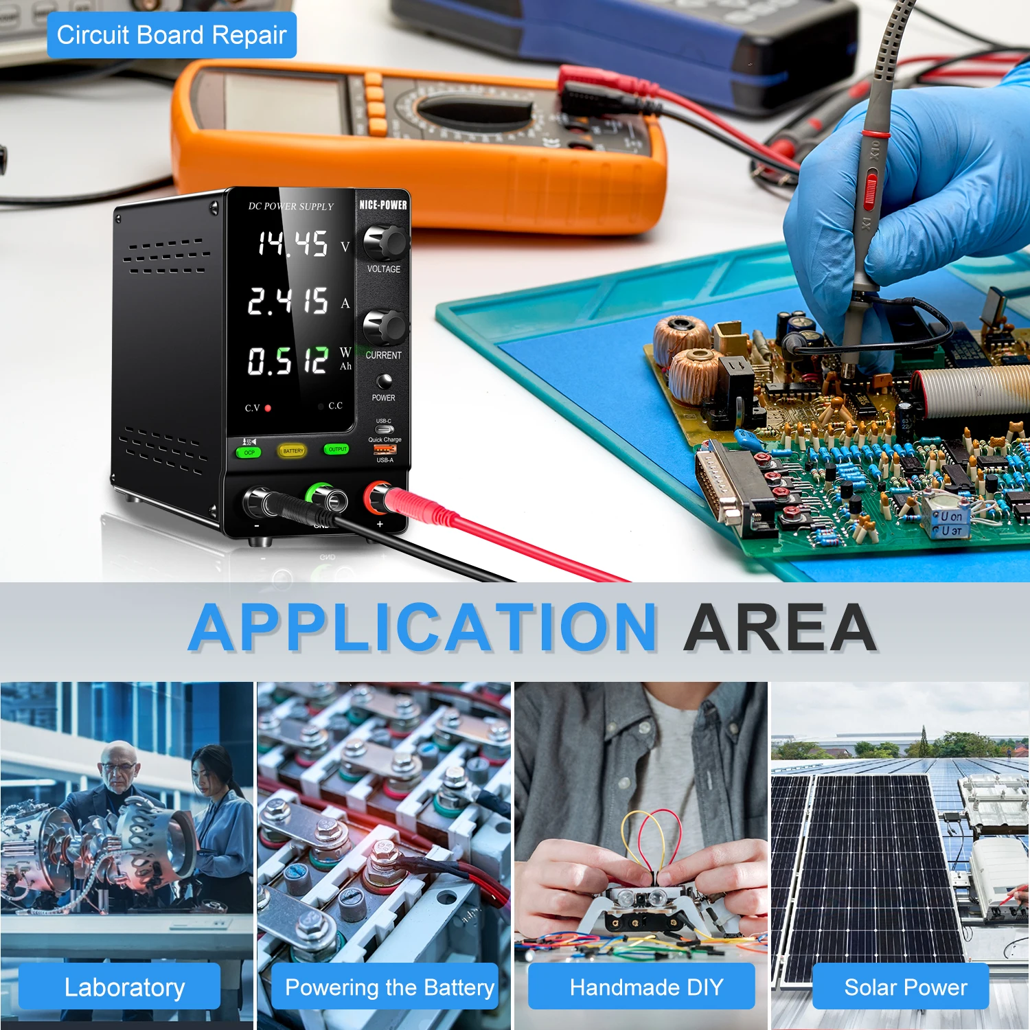 Alimentatore da laboratorio DC con OCP, alimentatore Switching regolatore di tensione regolabile 30V 60V 120V per il rilevamento della capacitร