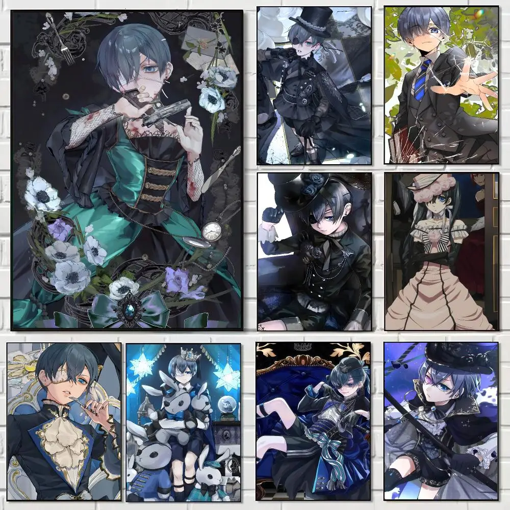 Japanese Anime C-Ciel Phantomhive Poster Pegatina artistica HD autoadhesiva impermeable para salon dormitorio