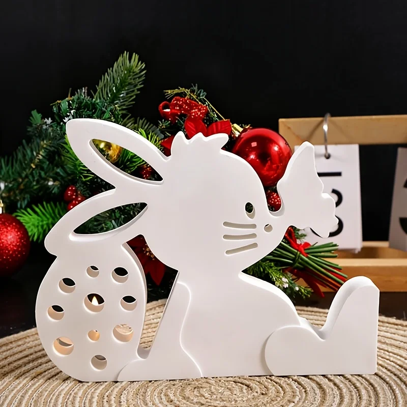 Ostern Schmetterling Licht Kuss Sitzen Hohl Kaninchen Silikon Form DIY Geschenk Harz Gips Form Handwerk Produkte Hause Dekoration