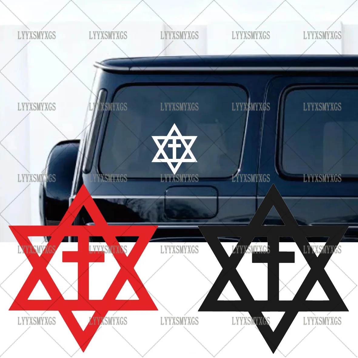 

Self-Adhesive Custom Messianic Cross Car Stickers Waterproof Sunscreen Vinyl Decal PVC wholesale Car Accessories