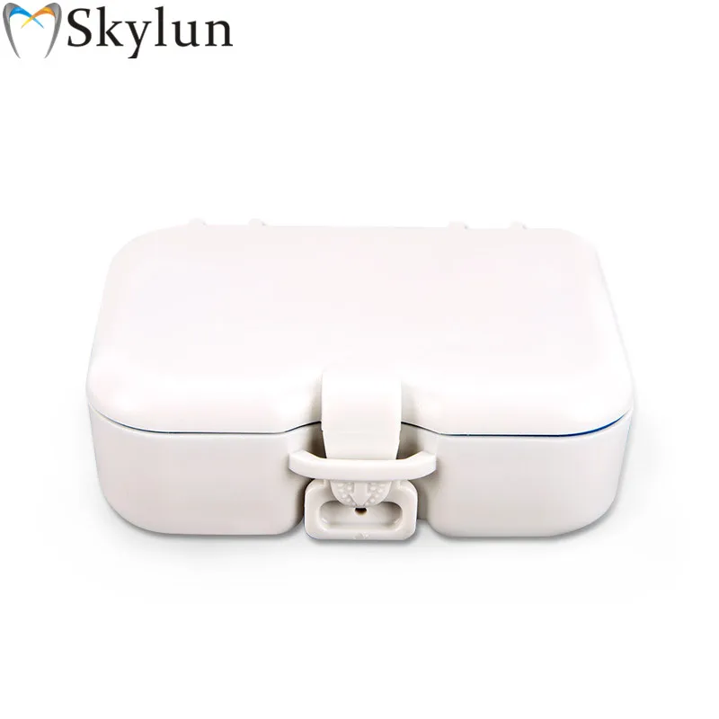 

Dental mirror with brush denture box oral removable denture tooth box holder box portable denture box
