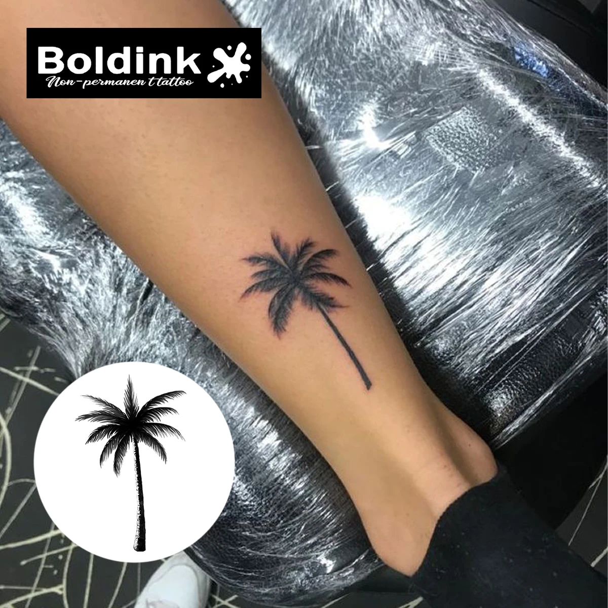 Coconut Tree Temporary Tattoo,Lasts To 15 Days New Technology Magic Waterproof Semi Permanent Sticker.