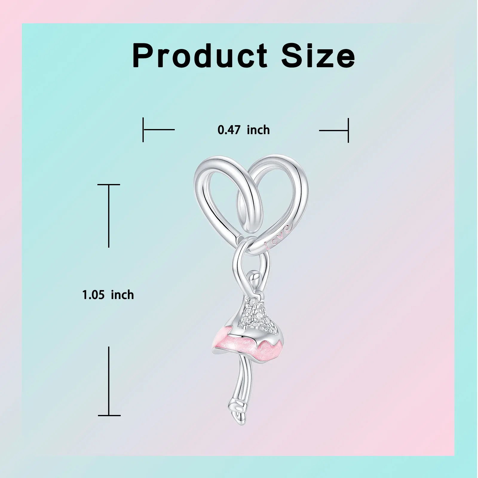 925 Sterling Silver Heart & Ballerina Dangle Charm Bead Ballet Skirt Eternal Love Grace & Elegance Fit Bracelet DIY Jewelry Gift