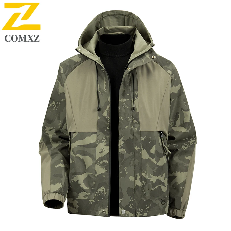 

2025 New Men Jacket Camouflage Fashion Versatile Windproof Waterproof Breathable Hooded Jacket Outdoor Camping Hiking Work Coat