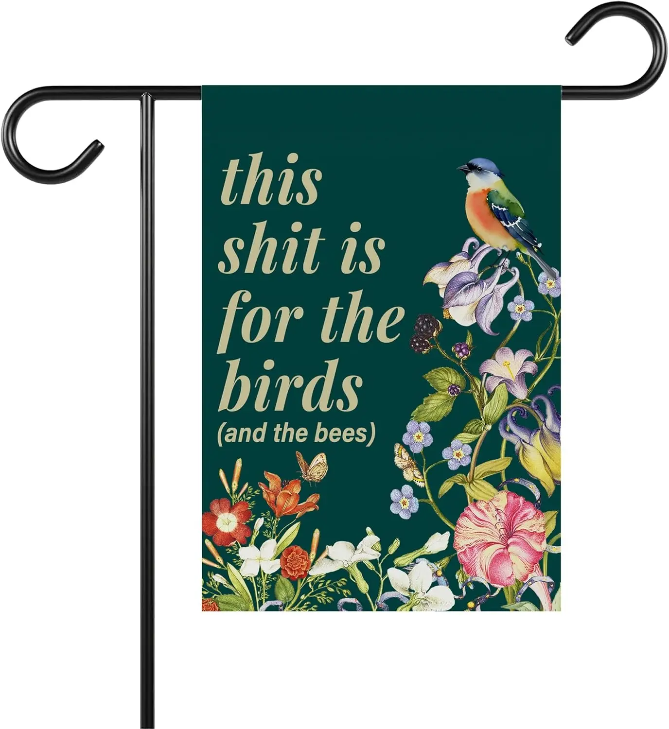 LissiArt97 This Shit Is For The Birds Garden Flag - Pollinator Native Plant Flower Garden - Outdoor Home Decor - Gift For Friend