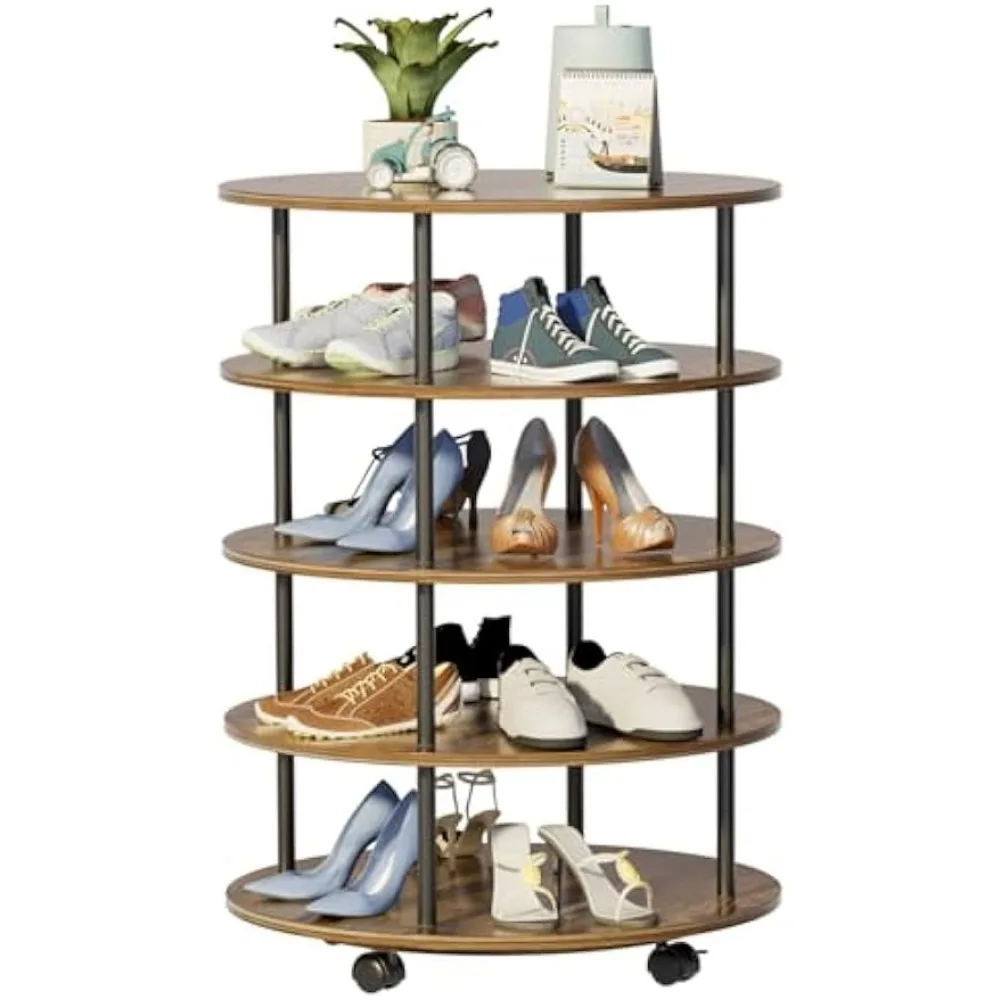 

5-Tier Rotating Shoe Rack,360° Spinning Rack Tower Space-Saving Shoe Storage Shelf for Entryway, Garage, Bedroom