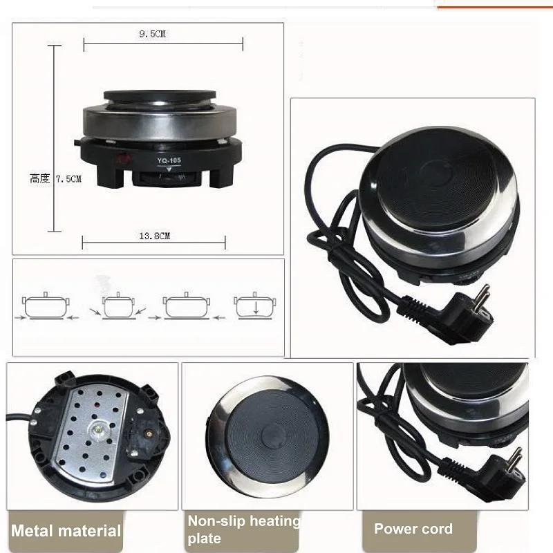 110V/220V Coffee warmer Electric Stove Coffee Pot Stainless Steel ltalian Moka Pot Portable Electric Coffee Utensil Set 500W - view 5