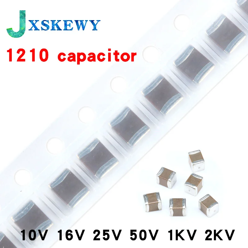 

50pcs 1210 SMD Chip capacitor 1nF 4.7nF 1uF 2.2uF 10uF 22uF 47uF 100uF 10V 16V 25V 50V 1KV 2KV