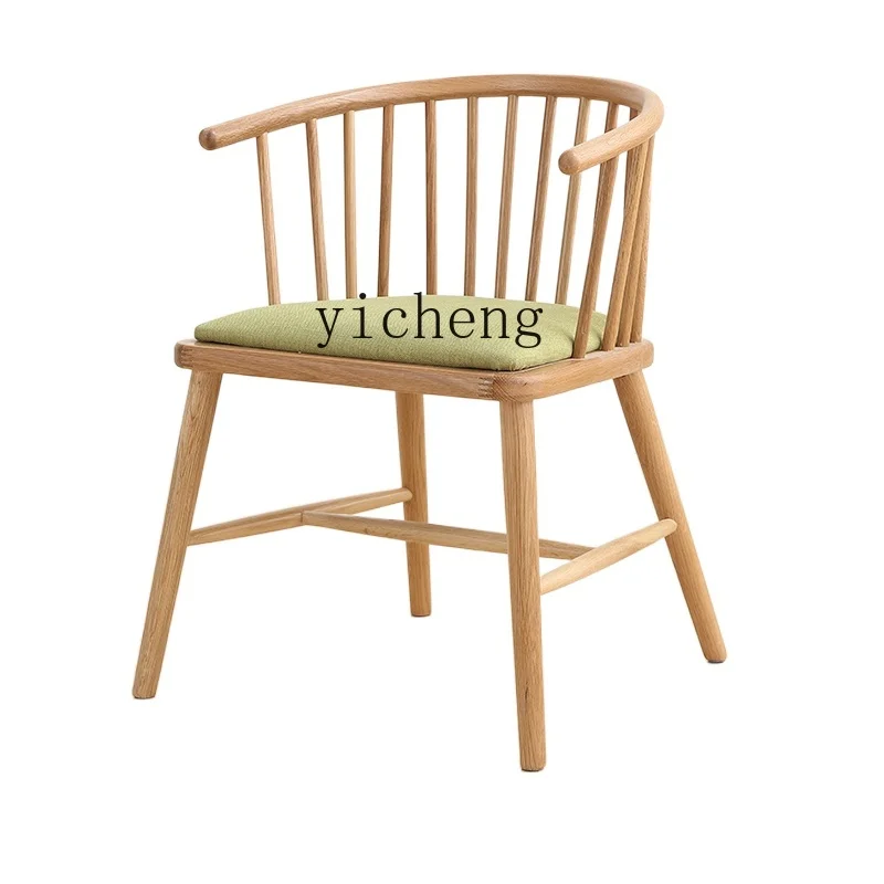 Solid Wood round-Backed Armchair White Oak Dining Chair Windsor Chair Princess Single Armrest Desk