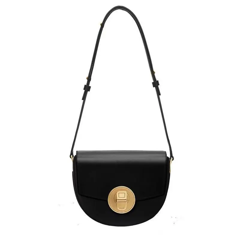 

PECO Easy-to-carry series semi-circular saddle bag genuine leather retro versatile single-shoulder crossbody bag for women