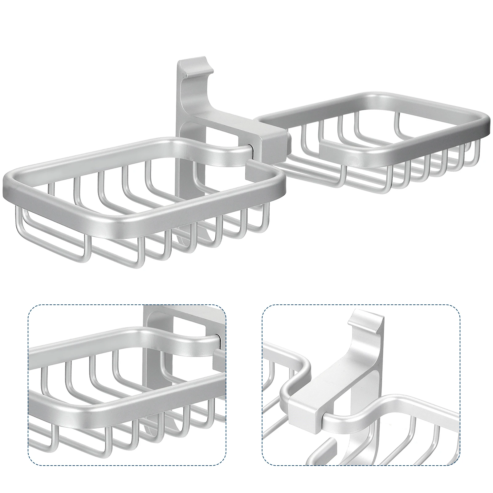 

Soap Storage Rack Bathroom Space Aluminum Removable Practical Wall Mount Non Damage Strong Capacity Soap Drain Bracket