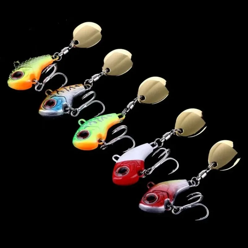 BRAVMACK 5pcs Wobble Rotating Metal Vibration Bait Spinner Spoon Jig Sea Lures with Sequins Artificial Hard Baits Fishing Tackle image 6