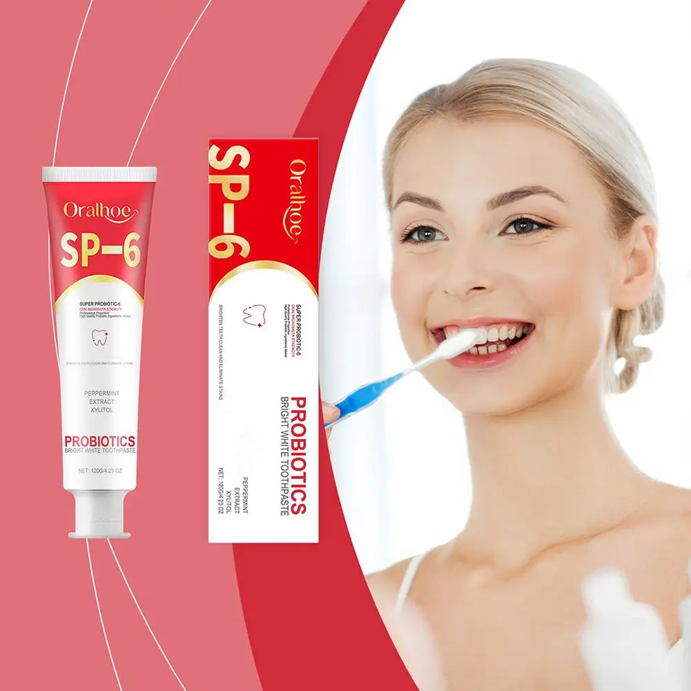 SP-6 Probiotic Whitening Toothpaste Removes Bad Breath care 120g Stain Oral Dental Plate A1K0