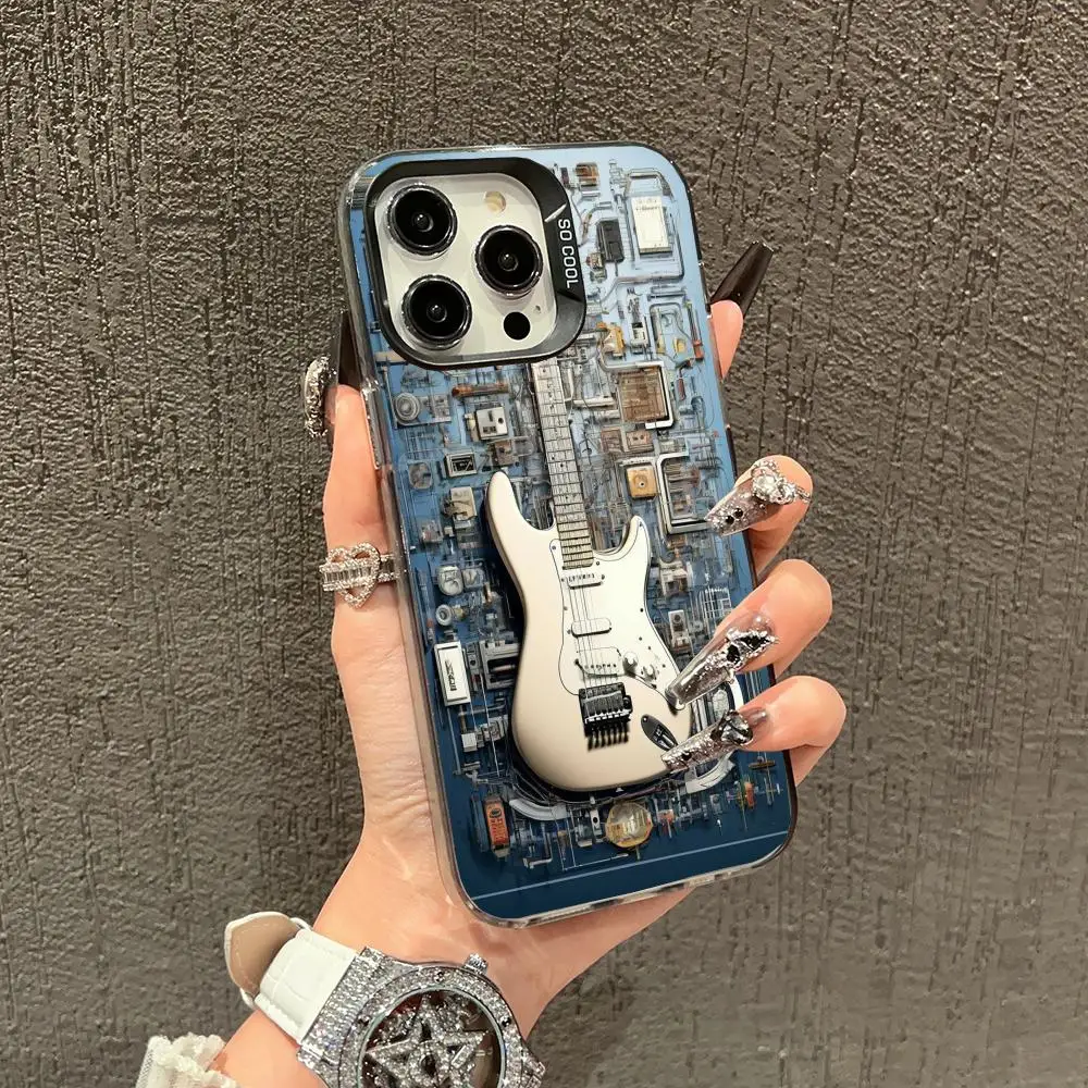 

Guitar accessory picture case for iPhone 16 15 14 13 12 11 Pro/ Max/Plus shock-proof rear cover anti-fingerprint