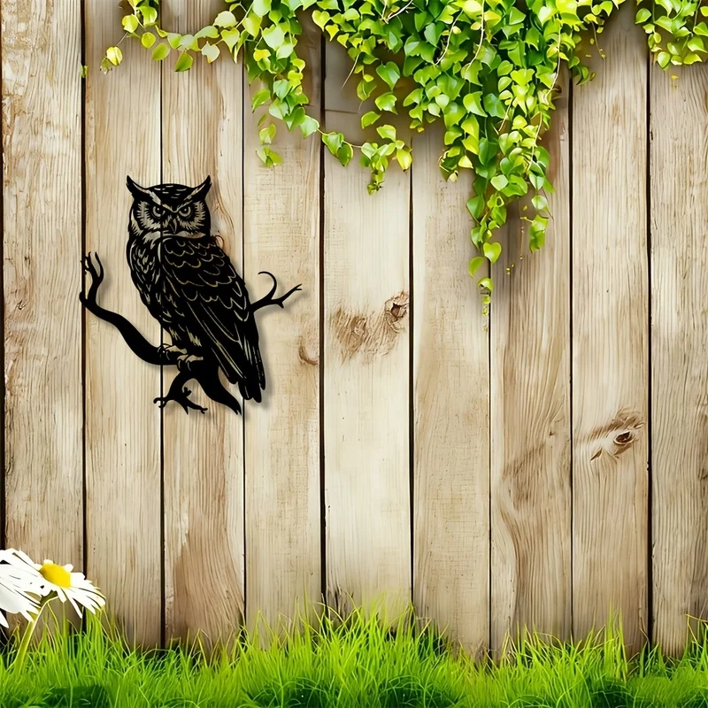 Two-dimensional flat model，1Set of Owl Metal Wall Art Sculptures——Elegant Iron Art Owl Decoration