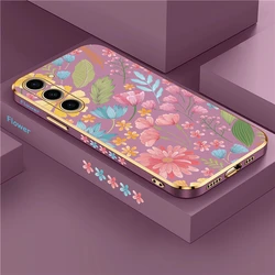 Plating Flower Case For Samsung Galaxy S23 S22 S21 Plus S20 fe S10 NOTE 20 Ultra 10 8 9 Silicone Shockproof Cover Capa