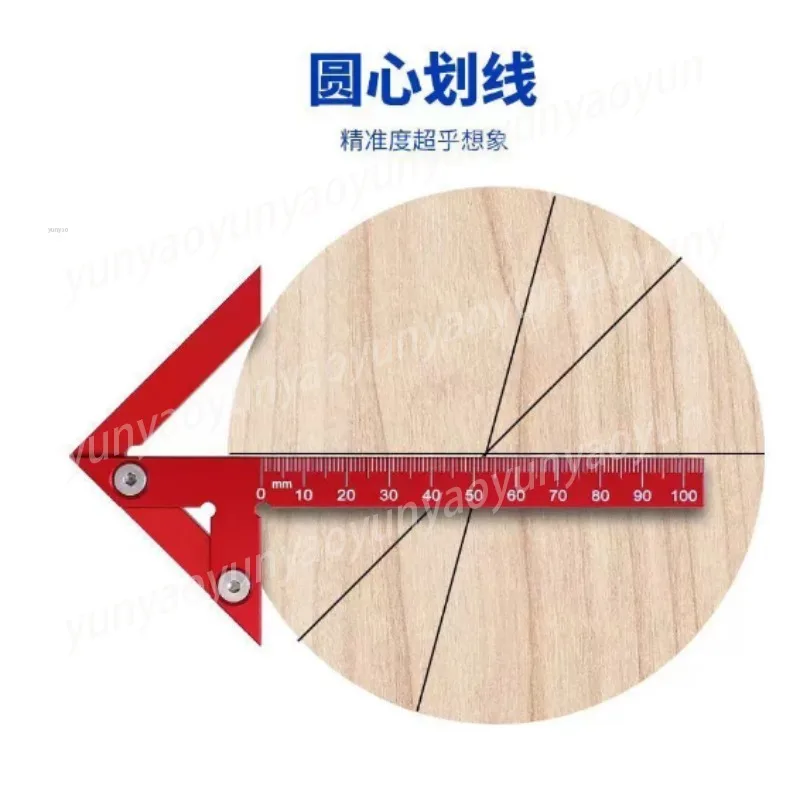 Aluminum Alloy Woodworking Center Finder 45 Degree Right Angle Marking Triangle Scriber