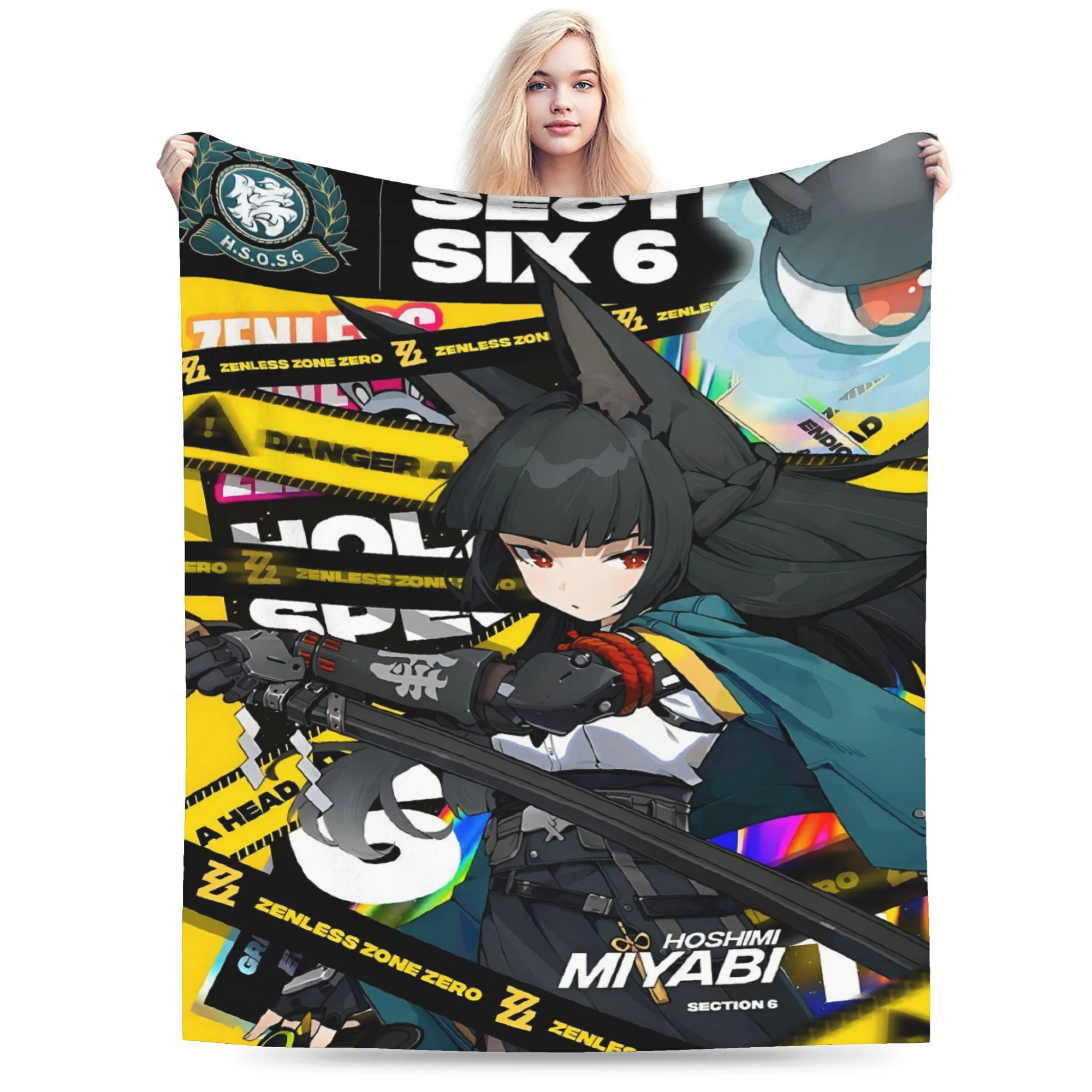 Zenless Zone Zero Manta de franela de invierno Hoshimi Miyabi Sofá, Regalo de viaje versátil Accesorio de decoración del hogar