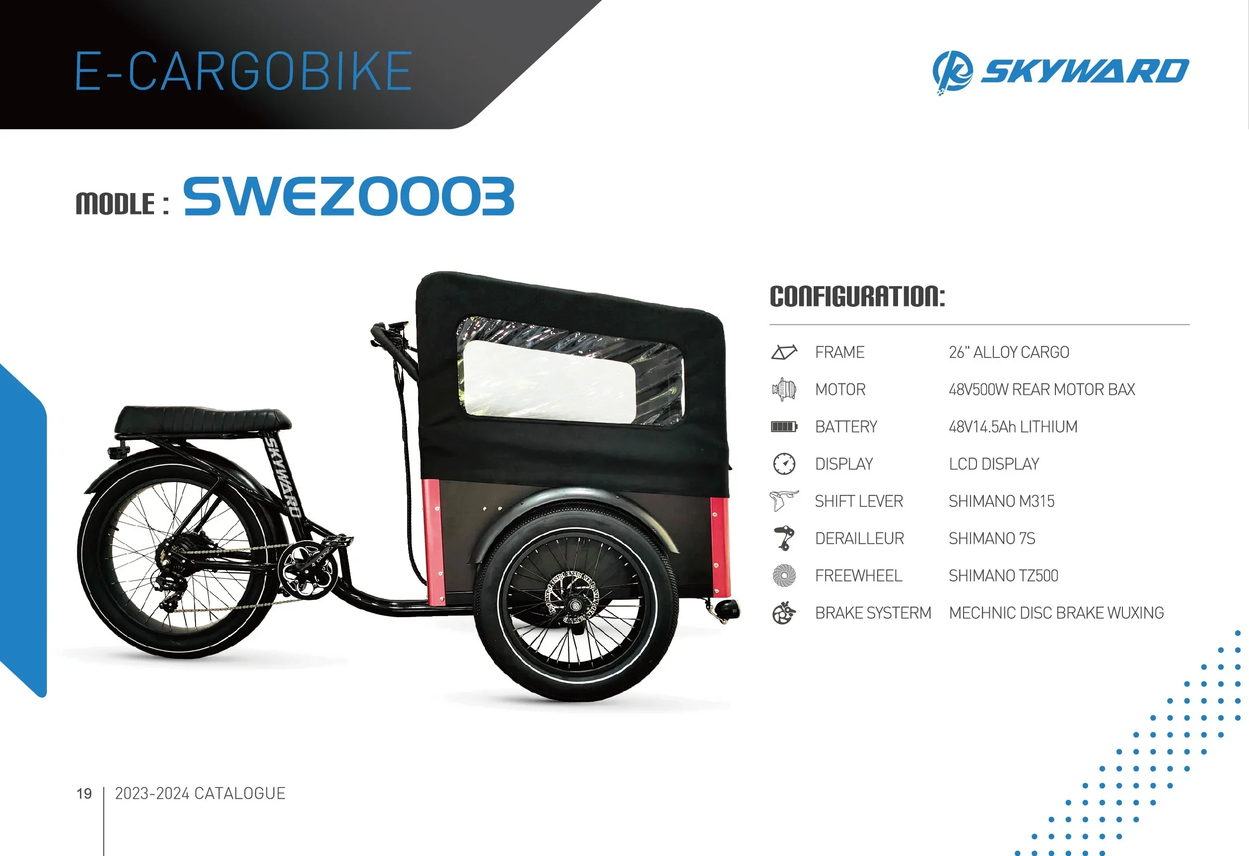 Cheap Family Electric Cargo Bike 3 Wheel 26 Inch Aluminum Alloy 500w 48v 7 Speed Disc Brake Tricycle