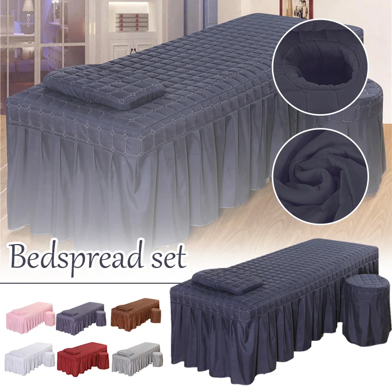 

Beauty Salon Bed Sheet Salon Thick Quilting Mattress Brief Beauty Bed Skirt Bedspread With Face Hole Body Massage SPA Bed Cover