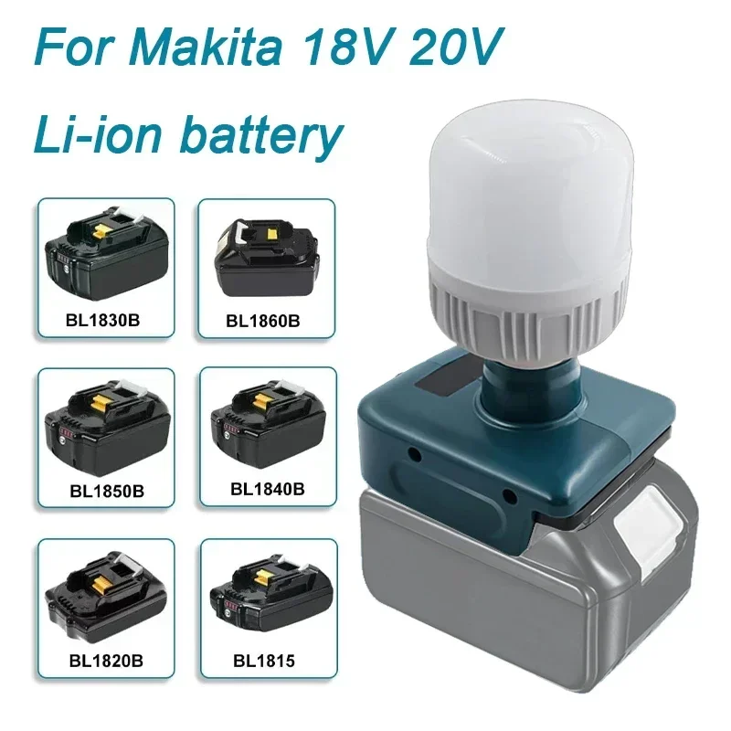 Cordless LED Work Light For Makita For Milwaukee For Dewalt 12W 1300LM Adjustable E27 Replaceable Bulb Camping Emergency Lamp