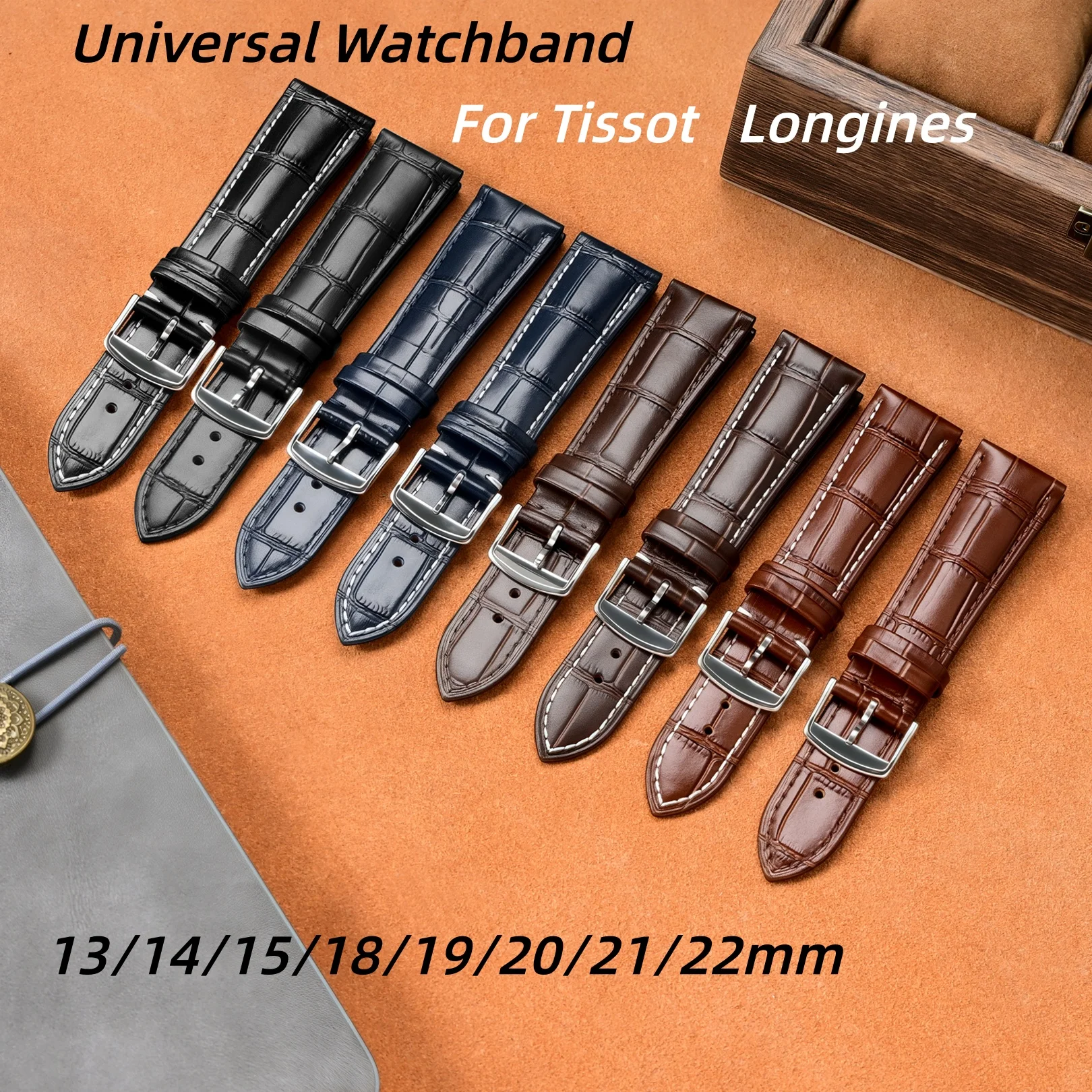 Universal Leather Frosted Bottom Watch Strap For Men Women Tissot Longines watchband 13mm 14mm 15mm 18mm 19mm 20mm 21mm 22mm