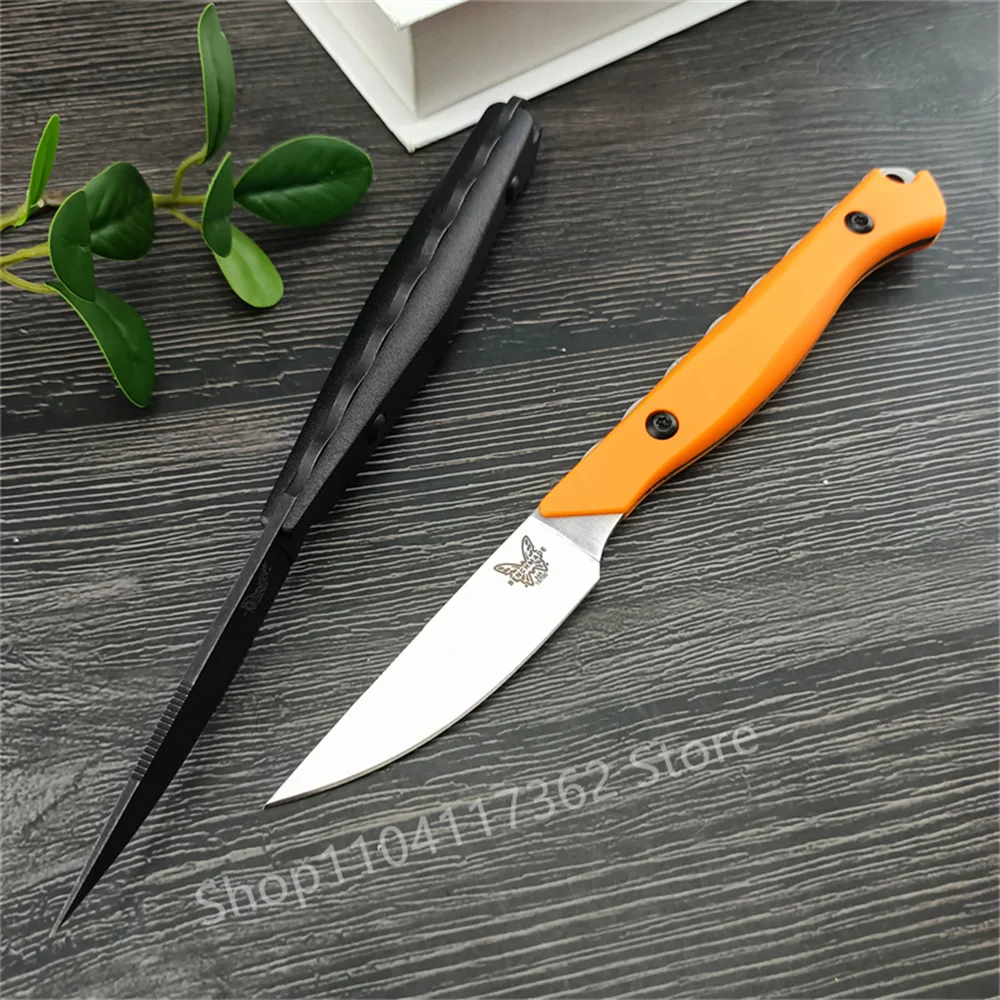 High Quality G10 BM 15700 Flyway Fixed Blade Knife Stonewashed Straight Knife Black/Orange Outdoor Tactical Survival Tools