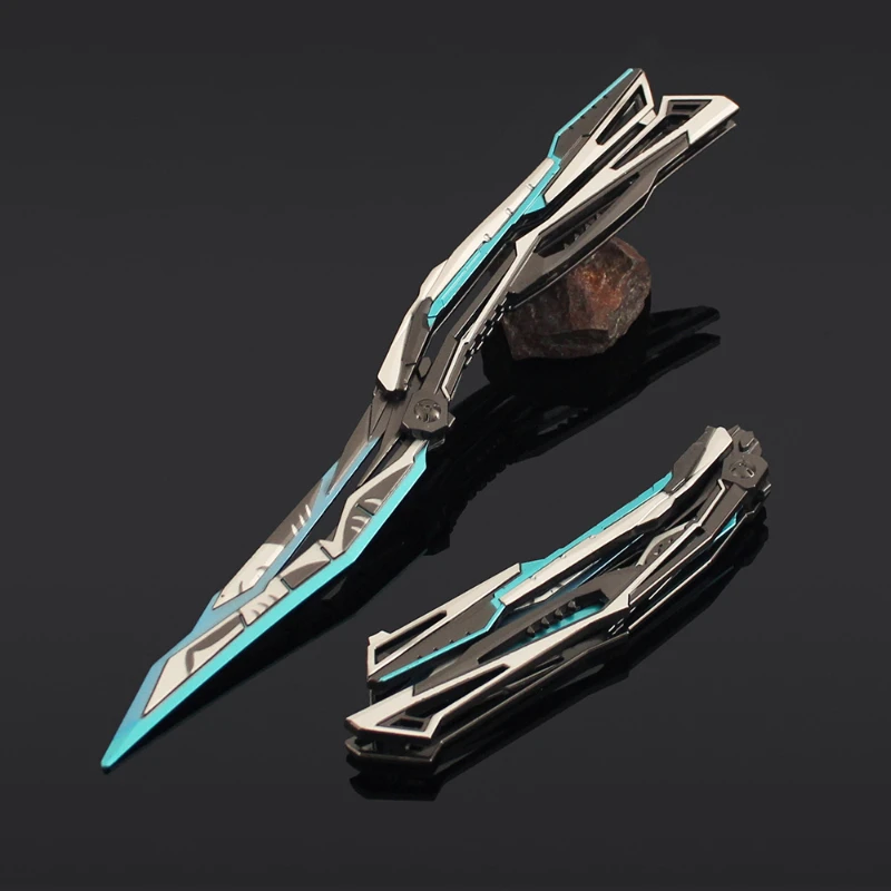 22 cm/8,66 pulgadas a través del juego periférico Blazing Mans cuchillo Glory World Crown cuchillo de entrenamiento espadas de juguete armas de Metal modelo adornos